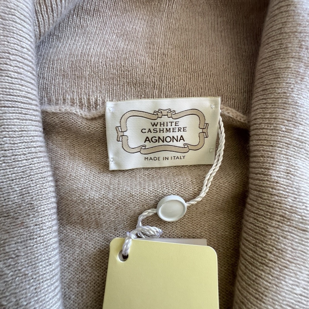 Agnona White Cashmere Shawl Collar Cardigan size 8 48 Beige - Picture 6 of 9